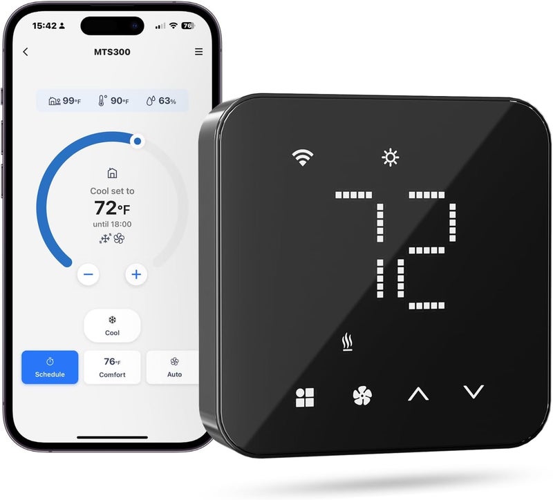 meross Smart Thermostat for Home, WiFi Thermostat Works with Matter, Alexa, Apple Home, Google Assistant, App & Voice Control, 7x24h Scheduling, Energy Saving, C-Wire Required - Image 1